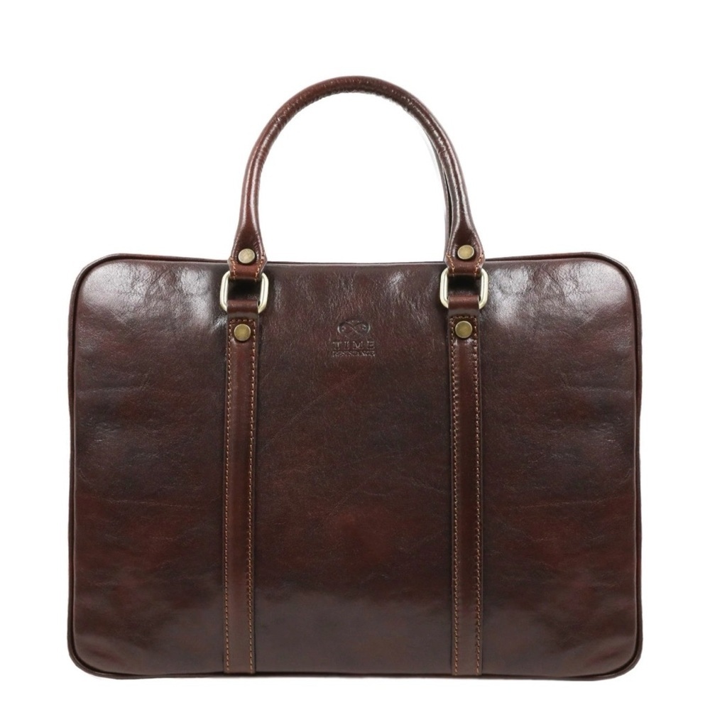 Men's Brown Leather Briefcase - Classic Professional Tote